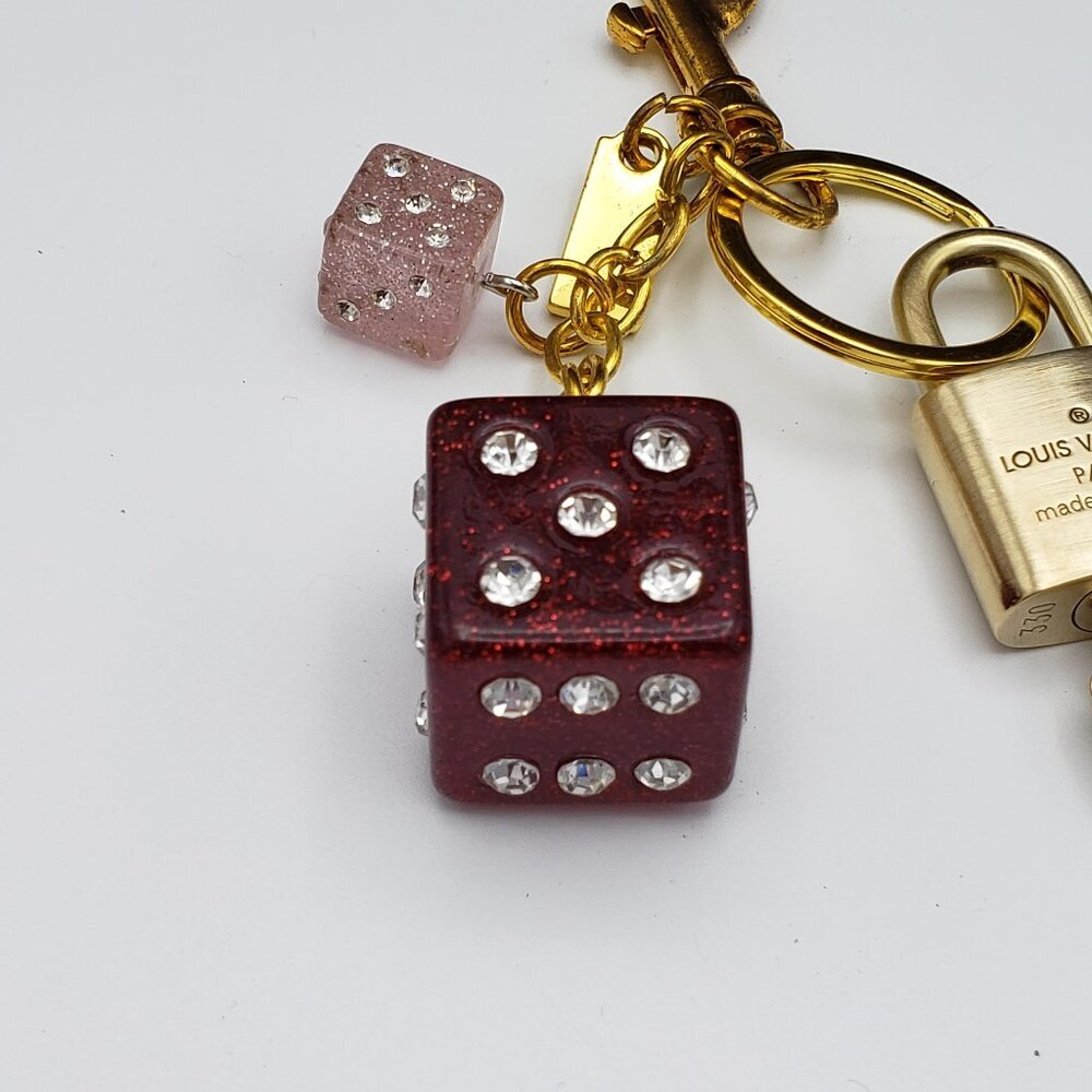 Authentic Louis Vuitton Lock & Key with Unbranded Dice Bagcharm, Keychain 122925 - Picture 5 of 8